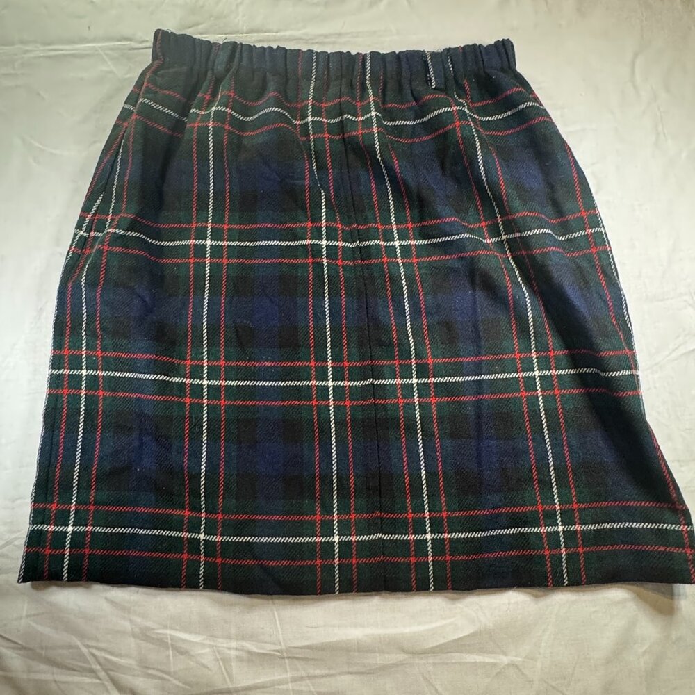 Vintage Hunter Sportswear Navy Tartan Pencil Skirt, 30 Waist